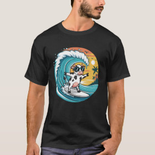Grappige Koe Surfplank Strand Zomer Surfen Dier T-shirt