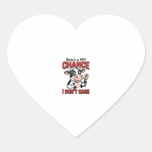 Grappige Koe Toevallig Maakt Het Me Niet Uit Vinta Hart Sticker