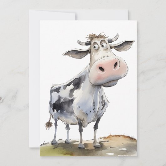 Grappige Koe verjaardagsfeestje uitnodiging (Achterkant)