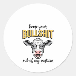 Grappige Koe Weide Vintage Shirt Ontwerp_1 Ronde Sticker