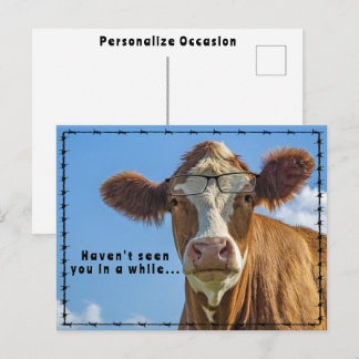 Grappige Koeienbril Ranchers Country Western Verha Feestdagenkaart