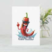 Grappige koele chili peper voor print kaart (Staand voorkant)