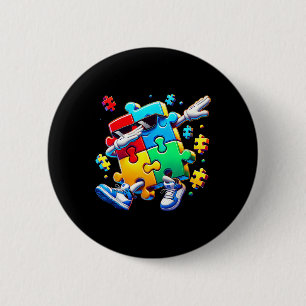 Grappige koele dabbing-puzzelstuk Autisme bewustzi Ronde Button 5,7 Cm