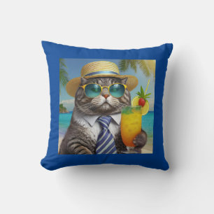 Grappige koele kat en tropische Drink Kussen