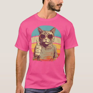 Grappige Koele Kat Met Zonnebril Duim Omhoog Zonne T-shirt