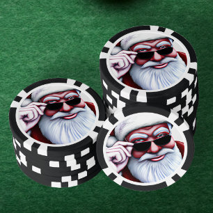 Grappige Koele Kerstman in Zonnebril Kerstmis Poker Chips