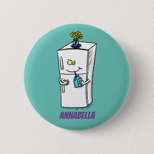 Grappige koelkast cartoon illustratie ronde button 5,7 cm