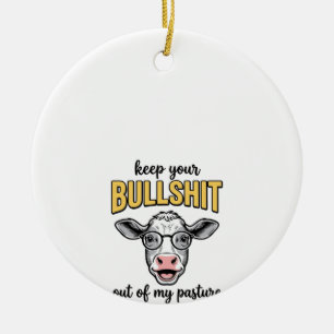 Grappige Koeweide Vintage Shirt Ontwerp_1 Keramisch Ornament