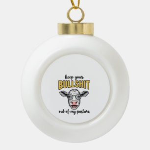 Grappige Koeweide Vintage Shirt Ontwerp_1 Keramische Bal Ornament