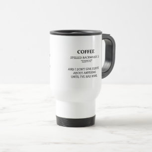 Grappige koffie achterstevoren gespeld is Eeffoc h Reisbeker