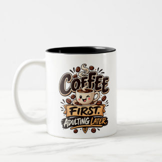 Grappige koffie eerst volwassen later tweekleurige koffiemok