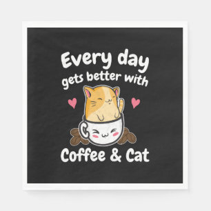 Grappige koffie en kat zeggen cafeïne liefhebber b servet
