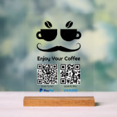 Grappige Koffie Oogglas QR Code, scan te betalen Acryl Bord (Neutraal)