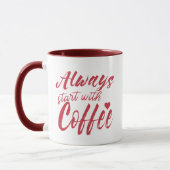 Grappige koffie quote Mok, altijd beginnen met kof Mok (Links)