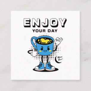 Grappige koffie retro mascotte -2 vierkante visitekaartje