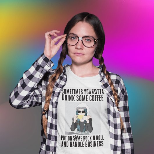 GRAPPIGE KOFFIE ROCK N ROLL DAMES T-SHIRTS
