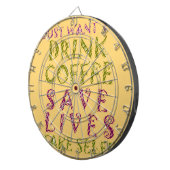 Grappige koffie selfie offerte ontwerp dartbord (Voorkant Rechts)