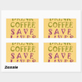 Grappige koffie selfie offerte ontwerp rechthoekige sticker (Vel)