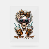 Grappige koffie skelet word art acryl bord (Voorkant)