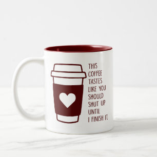 Grappige koffie smaakt zoals je moet Zwijgen Knorr Tweekleurige Koffiemok