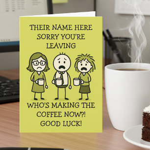 Grappige koffie-thema afscheidkaart voor collega's kaart
