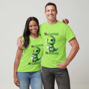 Grappige koffie woord art unisex dinosaurus t-shirt