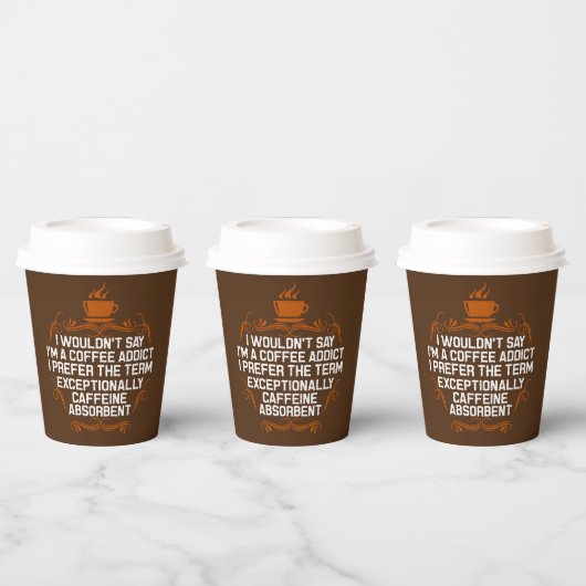 grappige koffiebar verslaafde woordkunst papieren bekers (Multi)