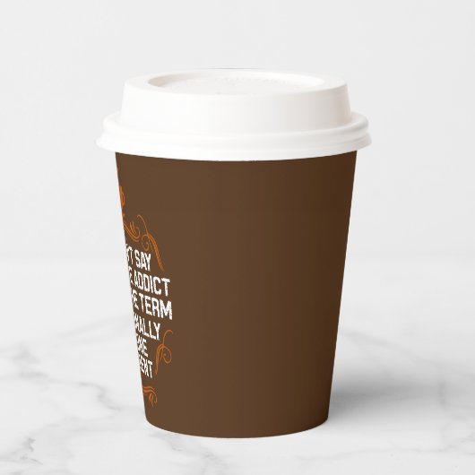 grappige koffiebar verslaafde woordkunst papieren bekers (Links)