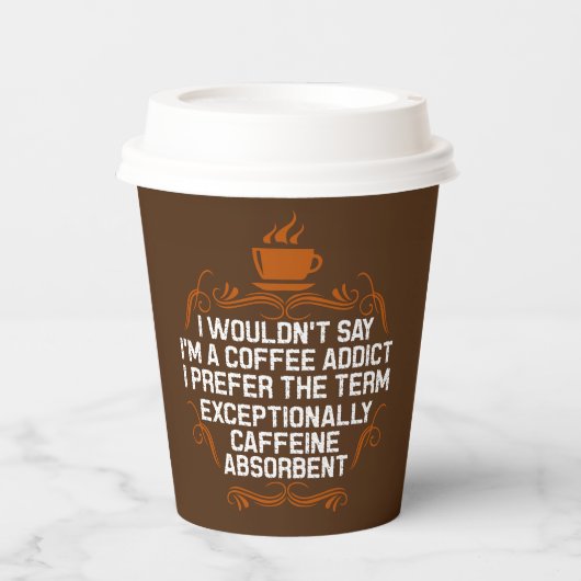 grappige koffiebar verslaafde woordkunst papieren bekers (Voorkant)