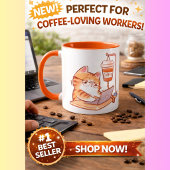 Grappige koffiekat mok, Schattige overwerkte progr Mok