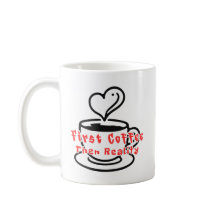 Grappige koffiemok Eerst koffie dan de realiteit 