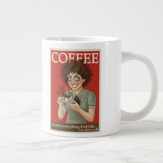 Grappige koffiemok “Koffie maakt alles sneller… Extra Grote Beker