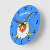 Grappige kogelvis cartoon ronde klok (Hoek)