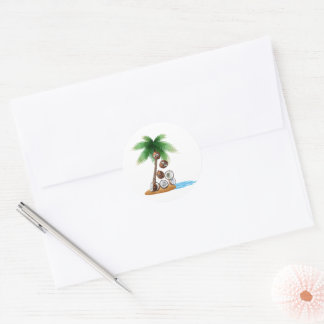 Grappige Kokosnoot Chaos - Humoristische Palm Tree Ronde Sticker