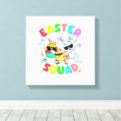 Grappige Konijn Ei Kuiken Paas Squad Dag Heren Canvas Afdruk (Insitu (Houten vloer))