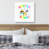 Grappige Konijn Ei Kuiken Paas Squad Dag Heren Canvas Afdruk (Insitu (Slaapkamer))