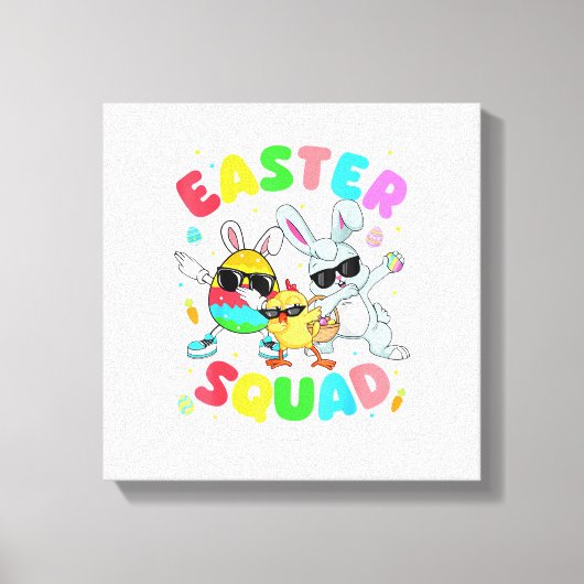 Grappige Konijn Ei Kuiken Paas Squad Dag Heren Canvas Afdruk (Voorkant)