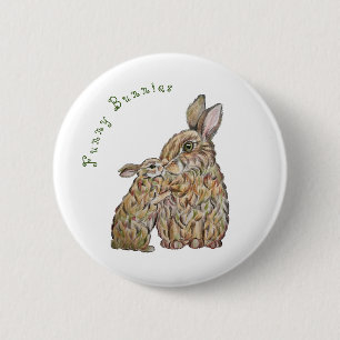 Grappige konijnen. Potloodtekening Ronde Button 5,7 Cm