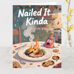 Grappige Kookmislukking Kerstkaart Gelukt Kaart