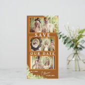 Grappige Koppels Snor Foto Strip Save the Date (Staand voorkant)