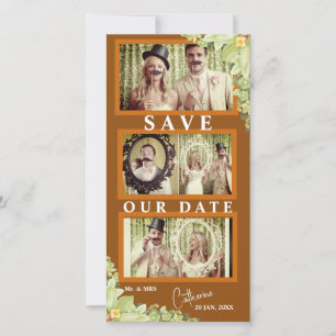 Grappige koppels snor foto strip save the date