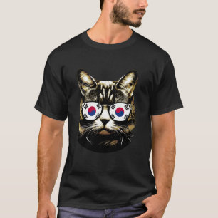 Grappige Koreaanse Kat Zuid-Korea Vlag Kattenliefh T-shirt