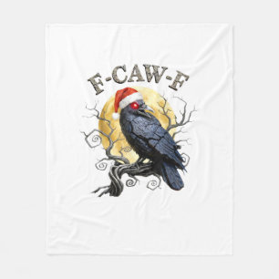 Grappige Kraai F-Caw-F Vogel Gotische Kerstman Hoe Fleece Deken