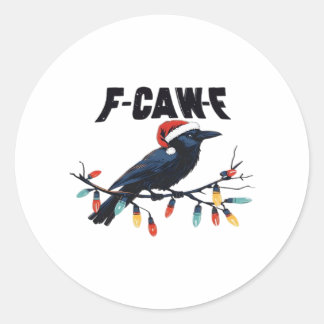 Grappige Kraai Kerst Klassiek Retro Design Ronde Sticker