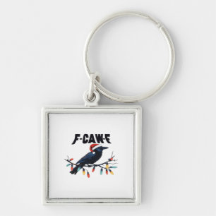 Grappige Kraai Kerst Klassiek Retro Design Sleutelhanger