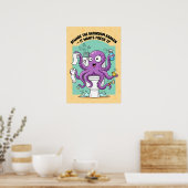 Grappige Kraken Badposter Poster (Keuken)