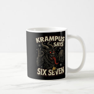 Grappige Krampus zegt zes zeven 6 7 Meme Kerstmis  Koffiemok