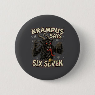 Grappige Krampus Zegt Zes Zeven 6 7 Meme Kerstmis  Ronde Button 5,7 Cm