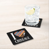 Grappige kribbage vierkante kartonnen onderzetter (Insitu)