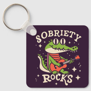 Grappige Krokodil Cartoon Sobriety Rocks Custom Sleutelhanger